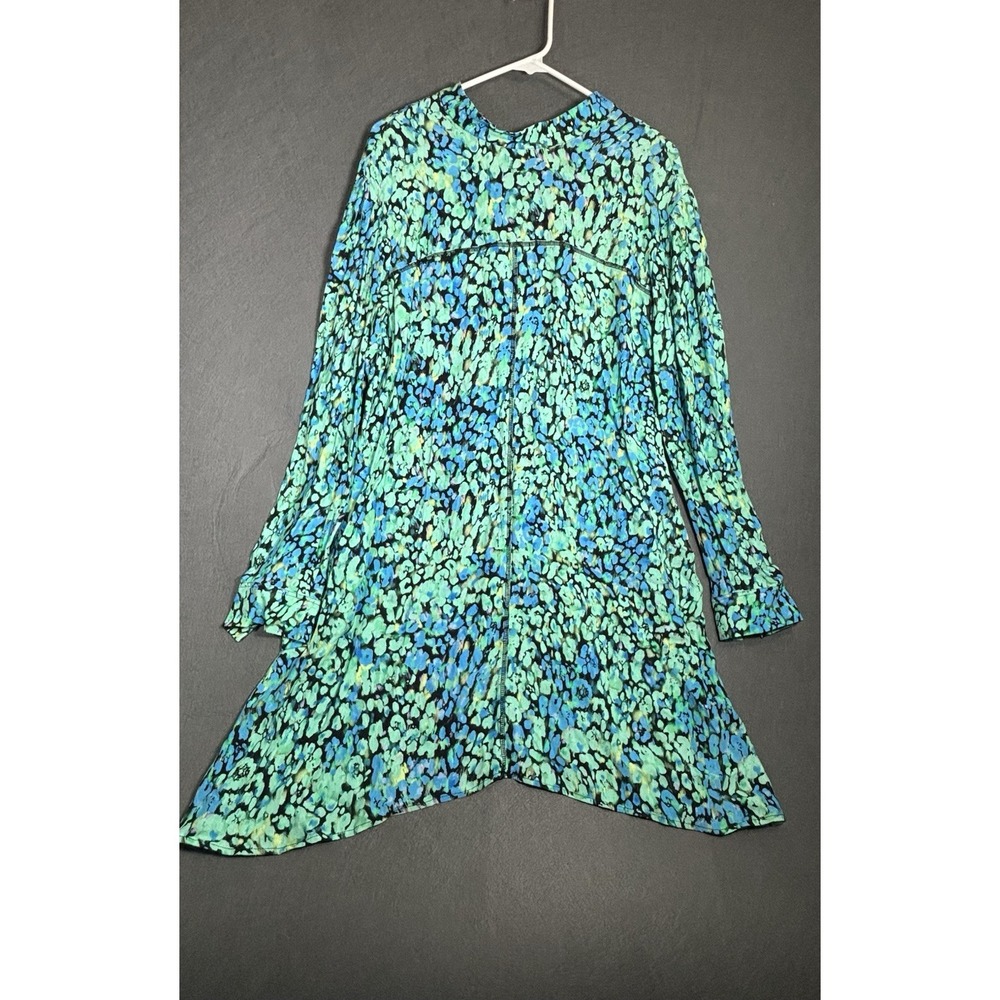 Bimba Y Lola Dress Women's S Abstract Floral Print Long Sleeve Tie Neck